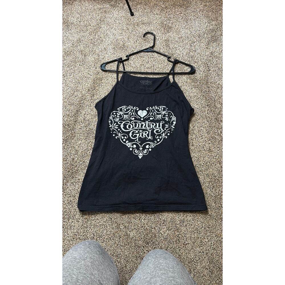 85 Y2K Country Girl size m black tank